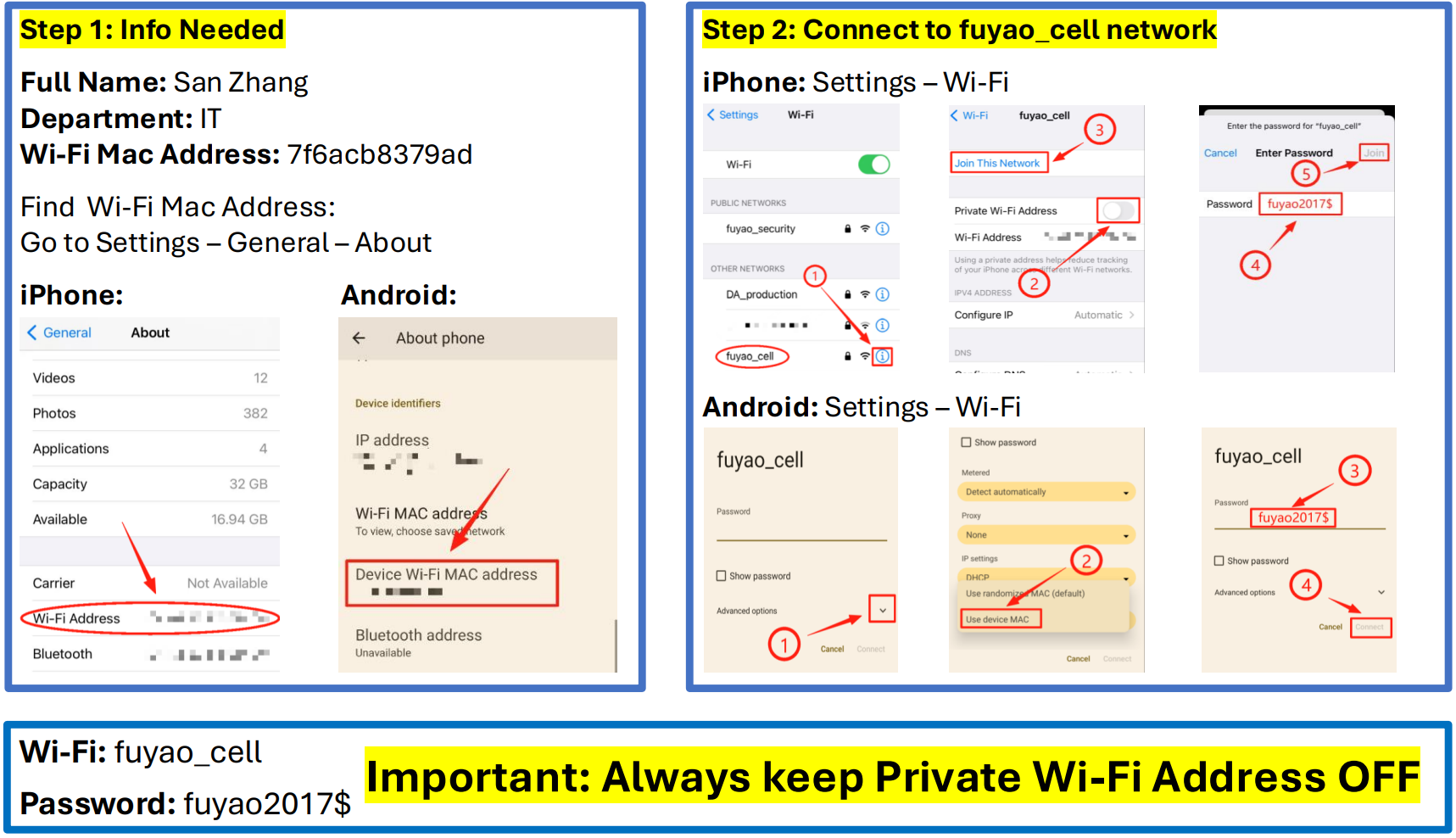 Employee Wi-Fi Instructions