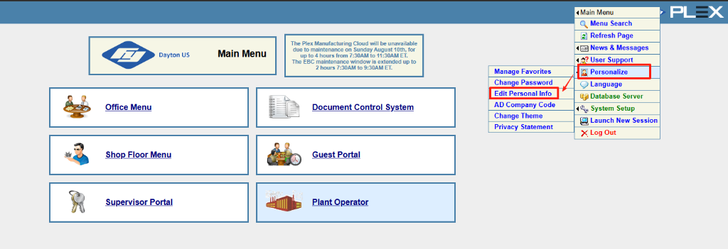 Navigate to Edit Personal Info