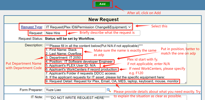 Step 4 - Fill Out Request Form